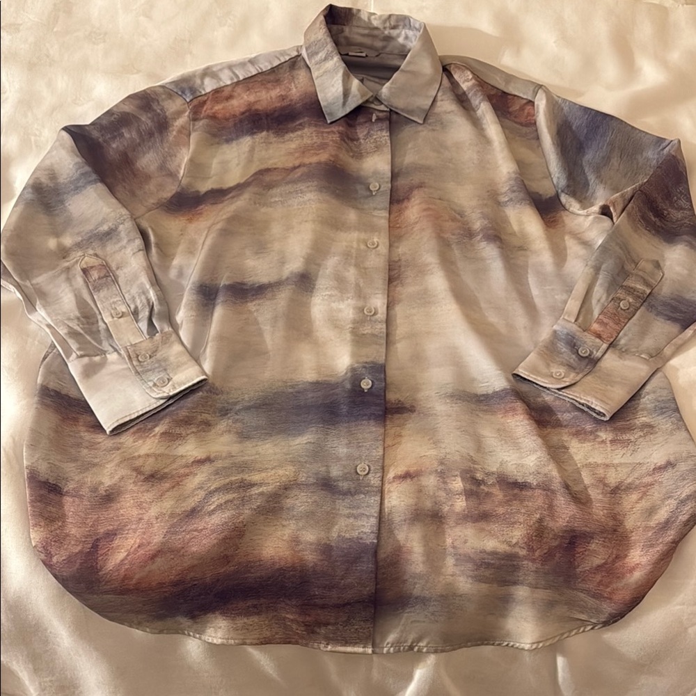 H&M Watercolor Button-Up Shirt